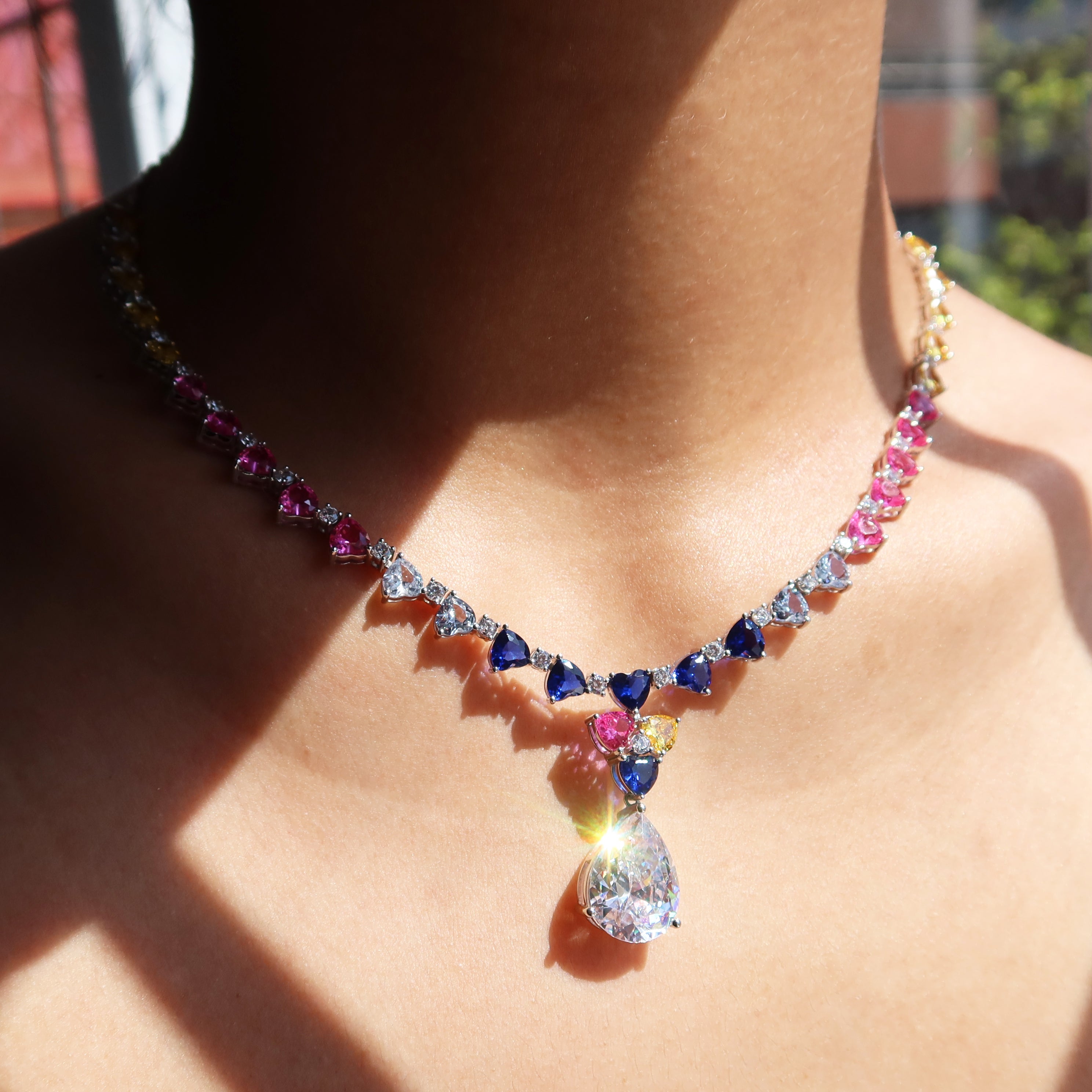 Arabella Sapphire & Morganite Necklace