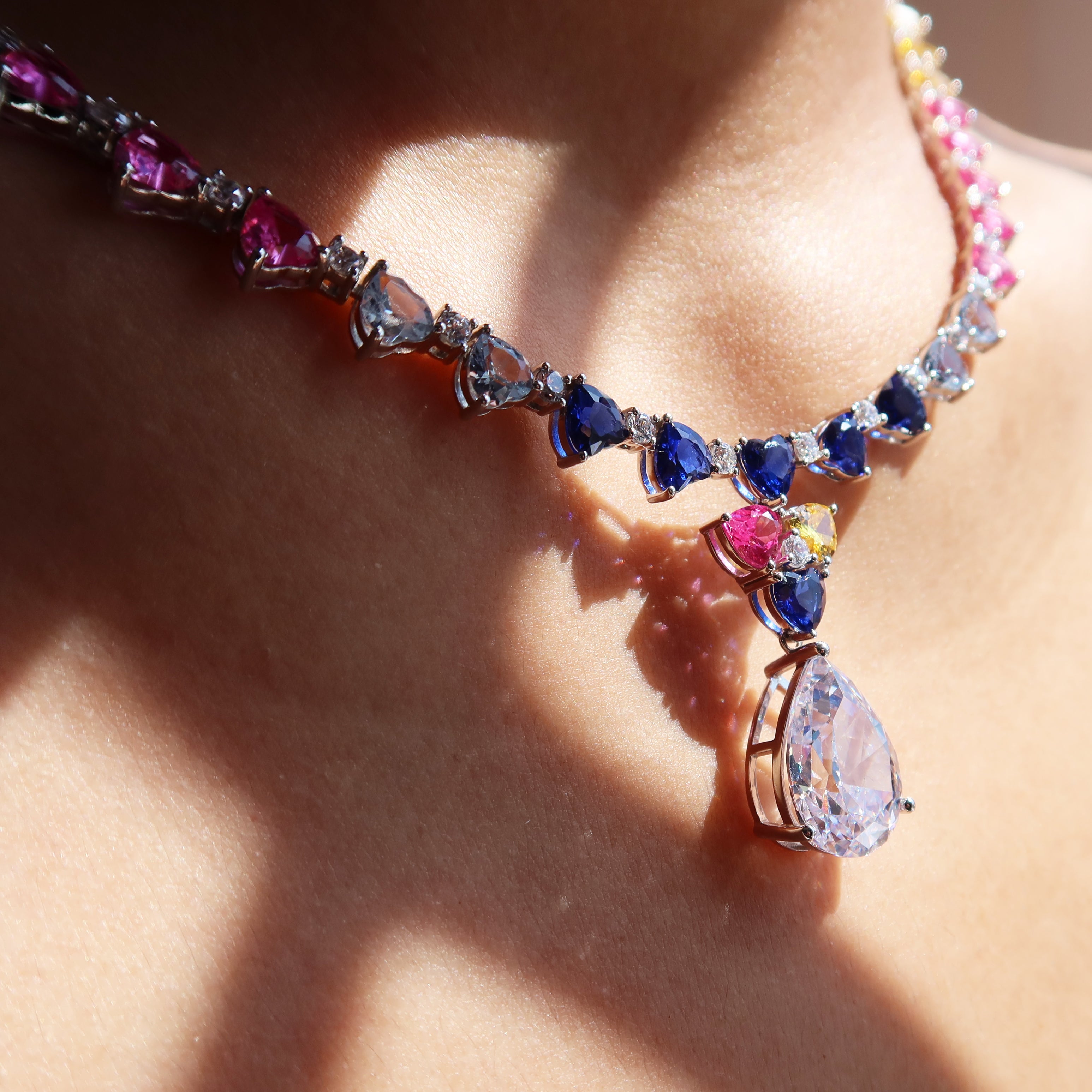 Arabella Sapphire & Morganite Necklace