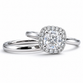 Platinum Cushion Diamond Bridal Set