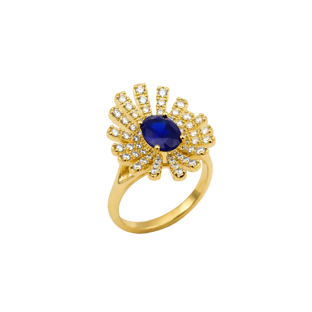 Royal Tanzanite Diamond Yellow Gold Ring