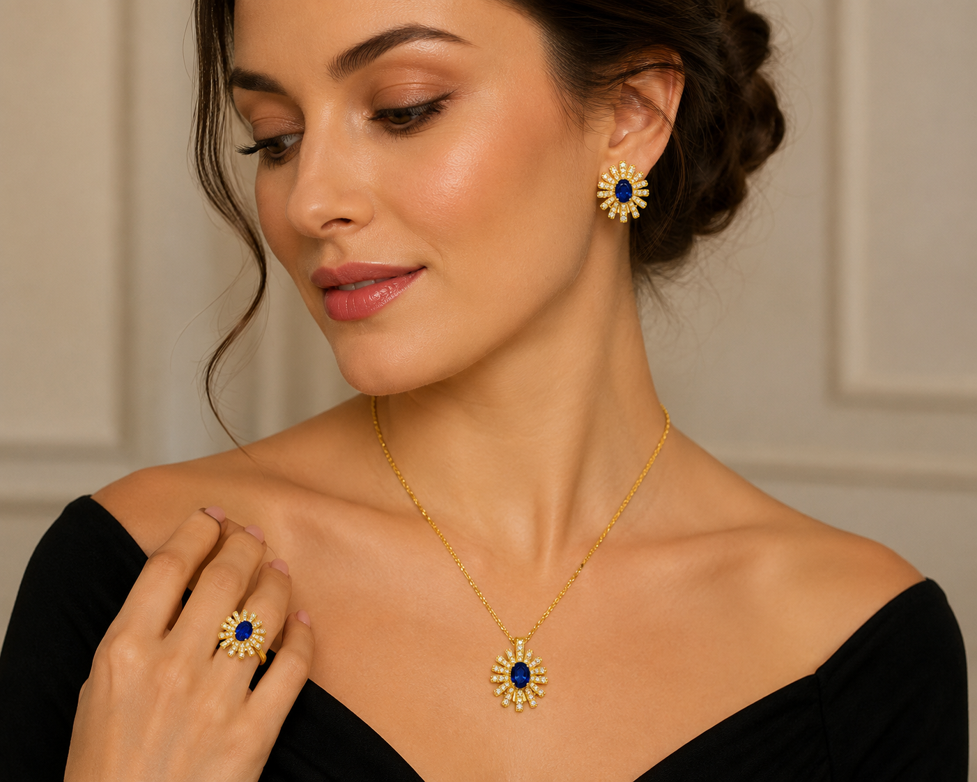 Royal Tanzanite Diamond Yellow Gold Pendant
