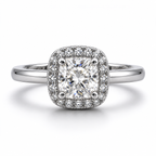 Platinum Diamond Halo Engagement Ring & Matching Wedding Band Set