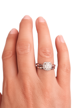 Platinum Diamond Halo Engagement Ring & Matching Wedding Band Set