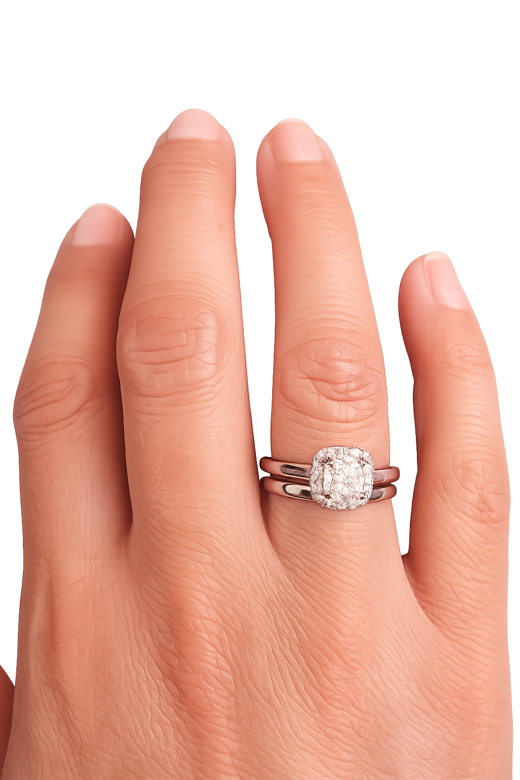 Platinum Diamond Halo Engagement Ring & Matching Wedding Band Set